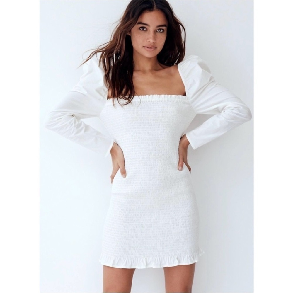 Wilfred | Maelys Dress Cotton Smocked Puff Sleeve White Size XS